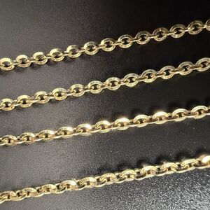 18” Gold over Sterling Silver Necklace Chain 2mm Flat Oval Cable Chain 925 Italy